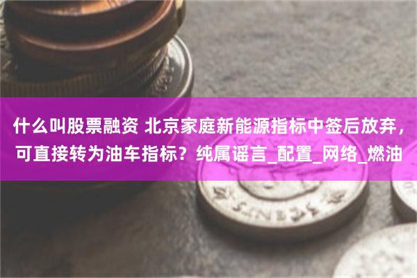 什么叫股票融资 北京家庭新能源指标中签后放弃，可直接转为油车指标？纯属谣言_配置_网络_燃油