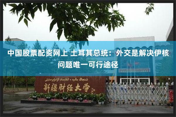 中国股票配资网上 土耳其总统：外交是解决伊核问题唯一可行途径