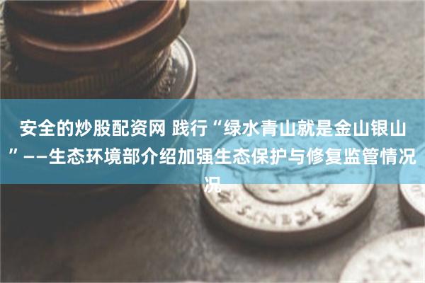 安全的炒股配资网 践行“绿水青山就是金山银山”——生态环境部介绍加强生态保护与修复监管情况